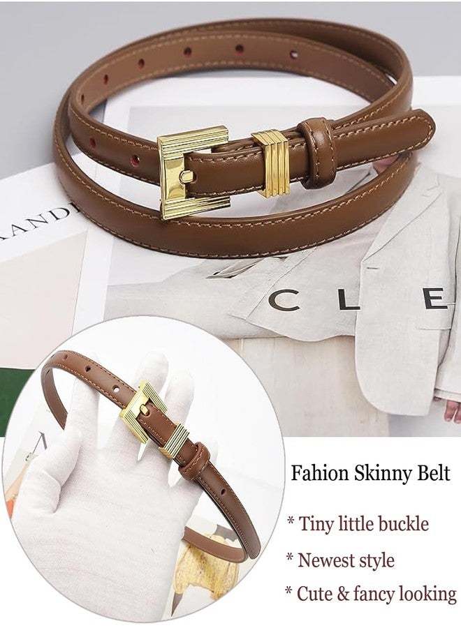 ALAIX Women Skinny Leather Belt for Jeans Pants Dress Belts Thin Black Leather Belt Gold/Silver Buckle Belts for Women - Image 3